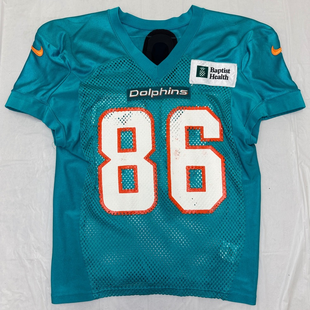 Nike Miami Dolphins‎ Jersey Practice Game Worn Sanders #86 Teal Sz 21-46